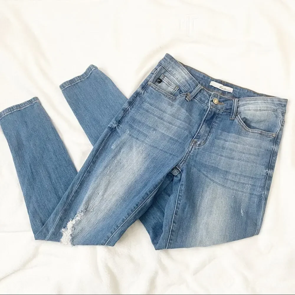 Kancan ripped distressed skinny jeans light wash denim size 28 size 9
